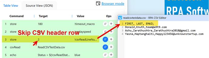 Read CSV With Header Row