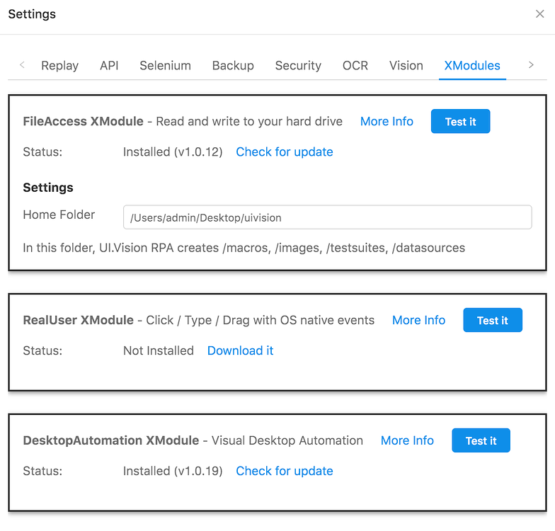 RealUser XModule is not installed yet for both Chrome and Firefox