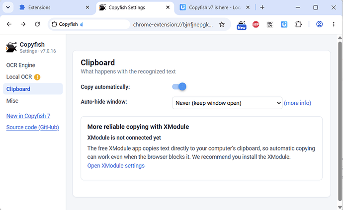 clipboard settings page