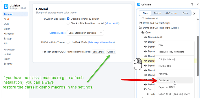 Duplicate an existing classic macro