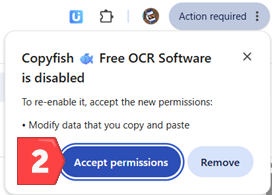 Allow the Copyfish clipboard access